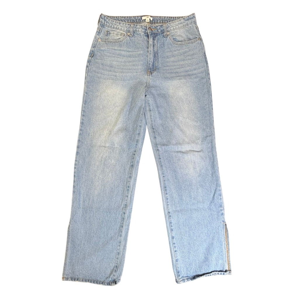 BP Wide Leg Jean Womens 31 Light Blue Side Slit High Rise Denim Nordstrom